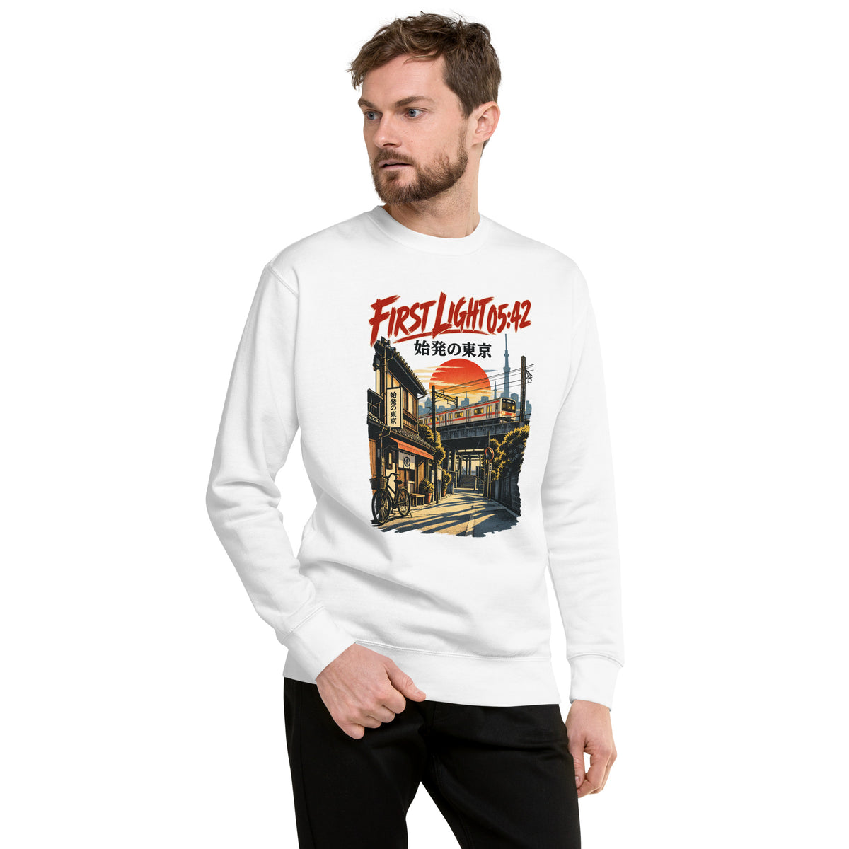 First Light 05:42 Sweatshirt in White, front view