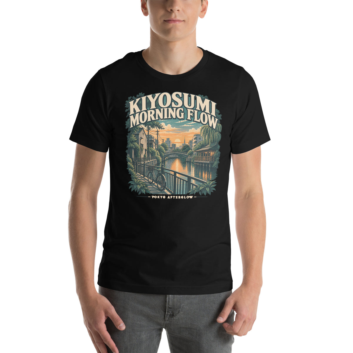 Kiyosumi Morning Flow T-Shirt in Black, front view
